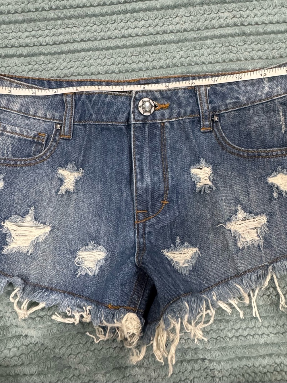 Karma light blue denim shorts
